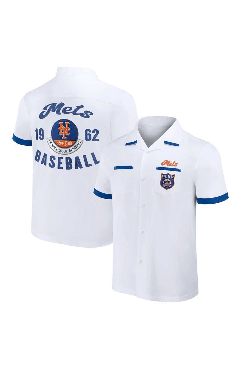 Darius Rucker Collection by Fanatics Men's Darius Rucker Collection by Fanatics  White New York Mets Bowling Button-Up Shirt, Main, color, White