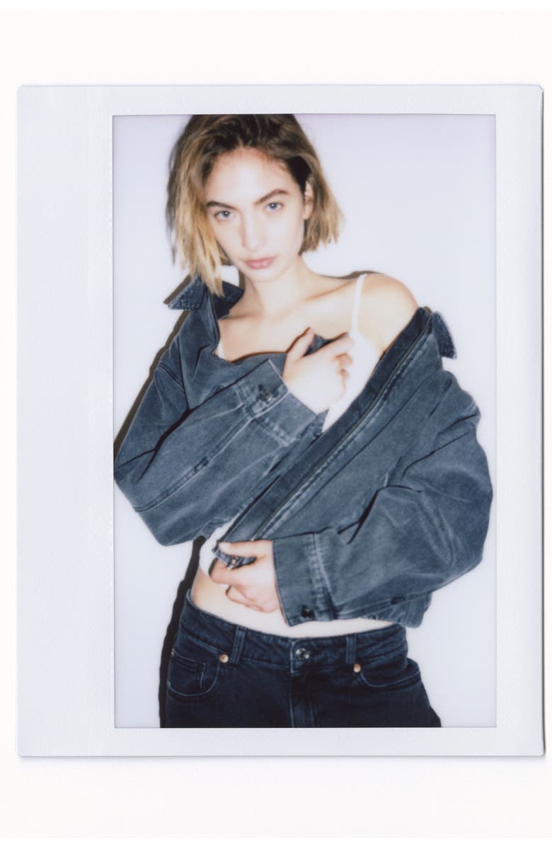 H&M Oversized Denim Jacket, Alternate, color, Dark Denim Gray