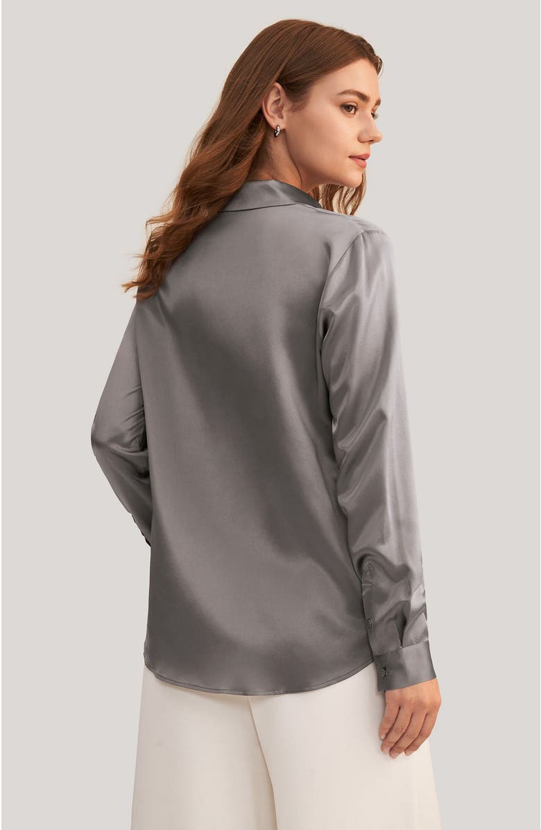 Lilysilk Basic Concealed Placket Silk Shirt, Alternate, color, Dark Gray
