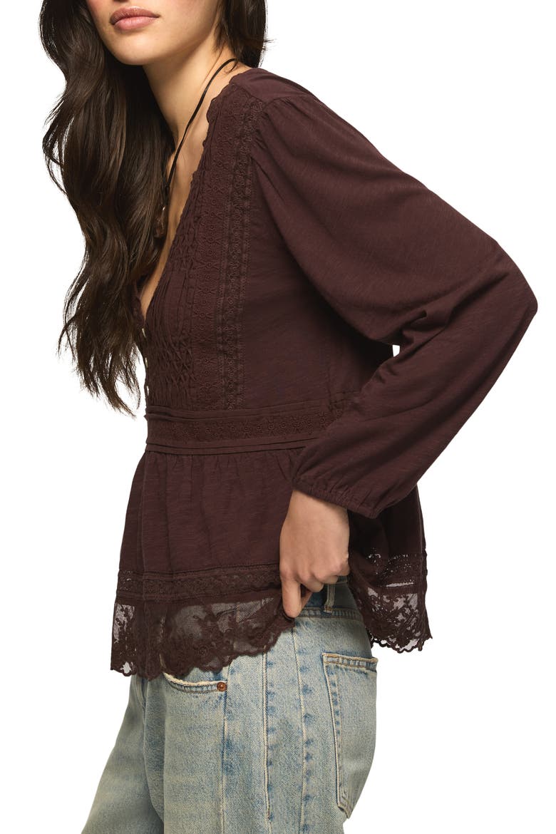 Embroidered Top, Alternate, color, FUDGE