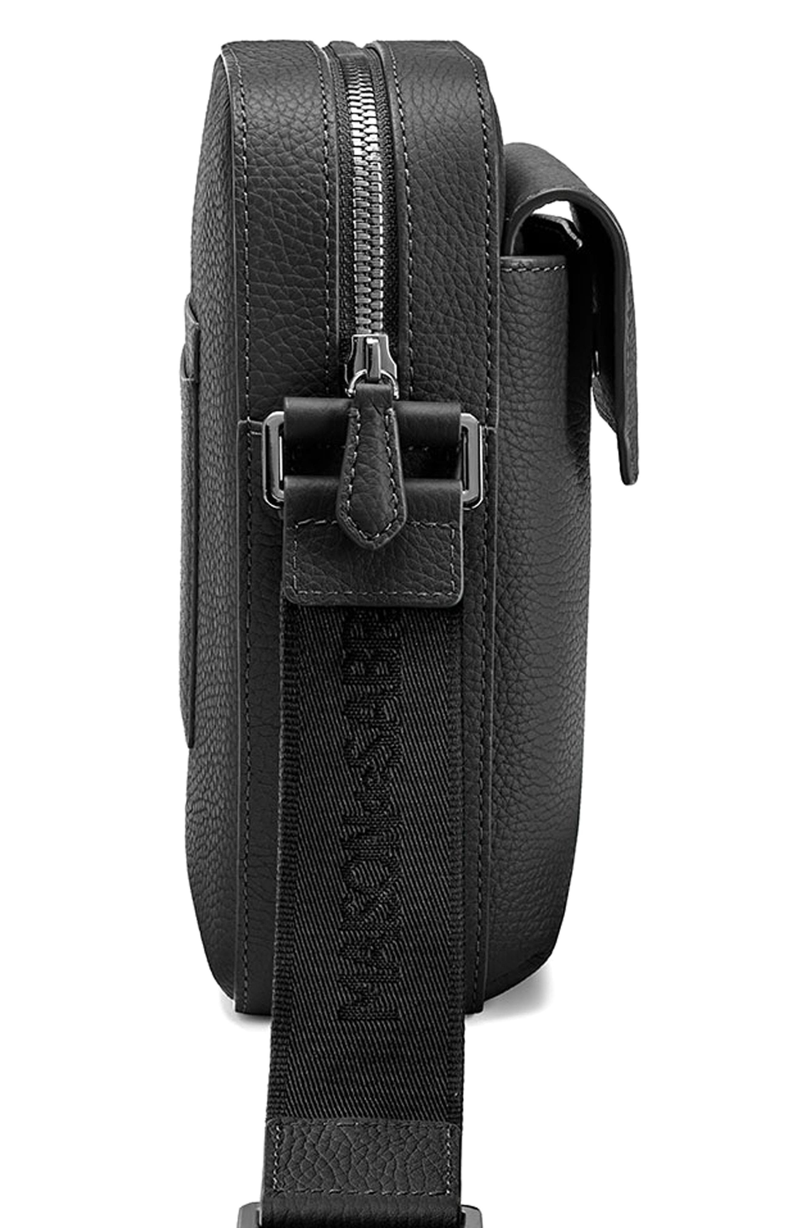 MAISON de SABRÉ Small Leather Messenger Bag, Alternate, color, Black Caviar