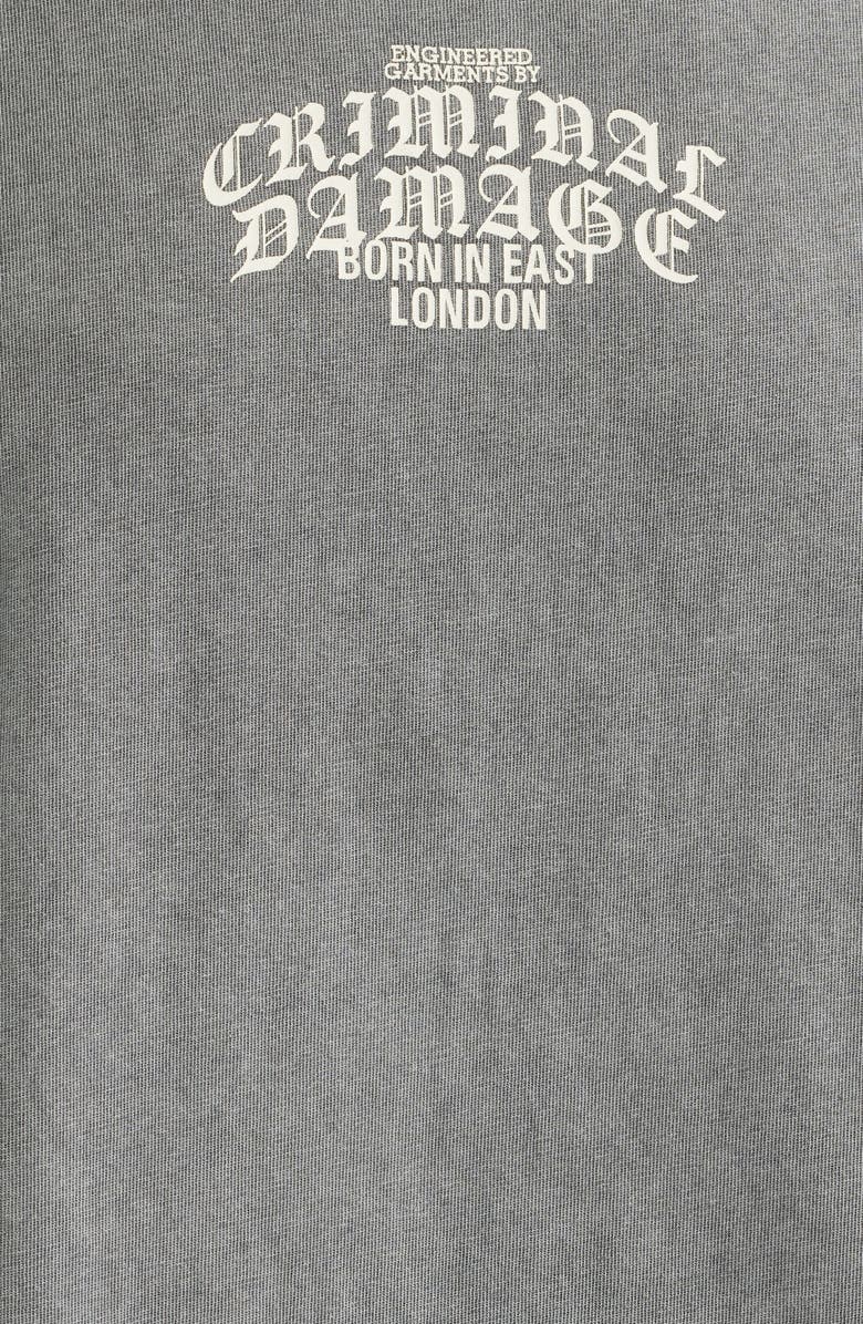 CRIMINAL DAMAGE Logo Mania Oversize Embroidered Graphic T-Shirt, Alternate, color, Washed Grey