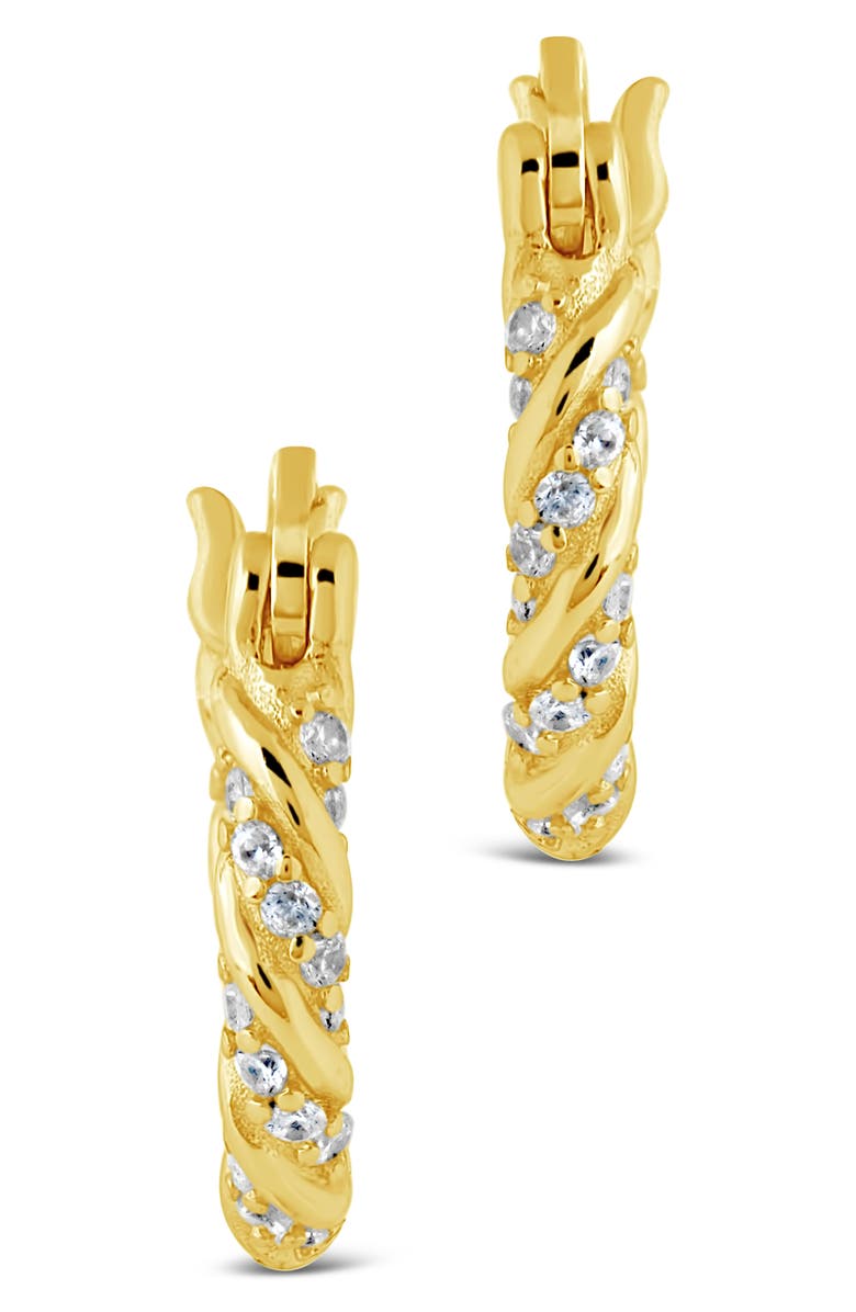 Sterling Forever Ruthi CZ Twist Hoop Earrings, Alternate, color, Gold
