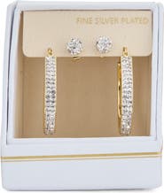 NORDSTROM RACK Set of 2 Cubic Zirconia Ball & Hoop Earrings