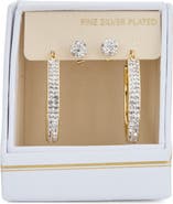 NORDSTROM RACK Set of 2 Cubic Zirconia Ball & Hoop Earrings