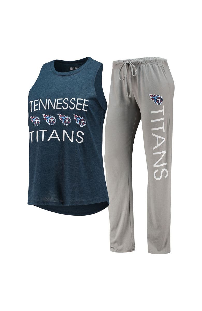 CONCEPTS SPORT Women's Concepts Sport Gray/Navy Tennessee Titans Muscle Tank Top & Pants Sleep Set, Main, color, 
