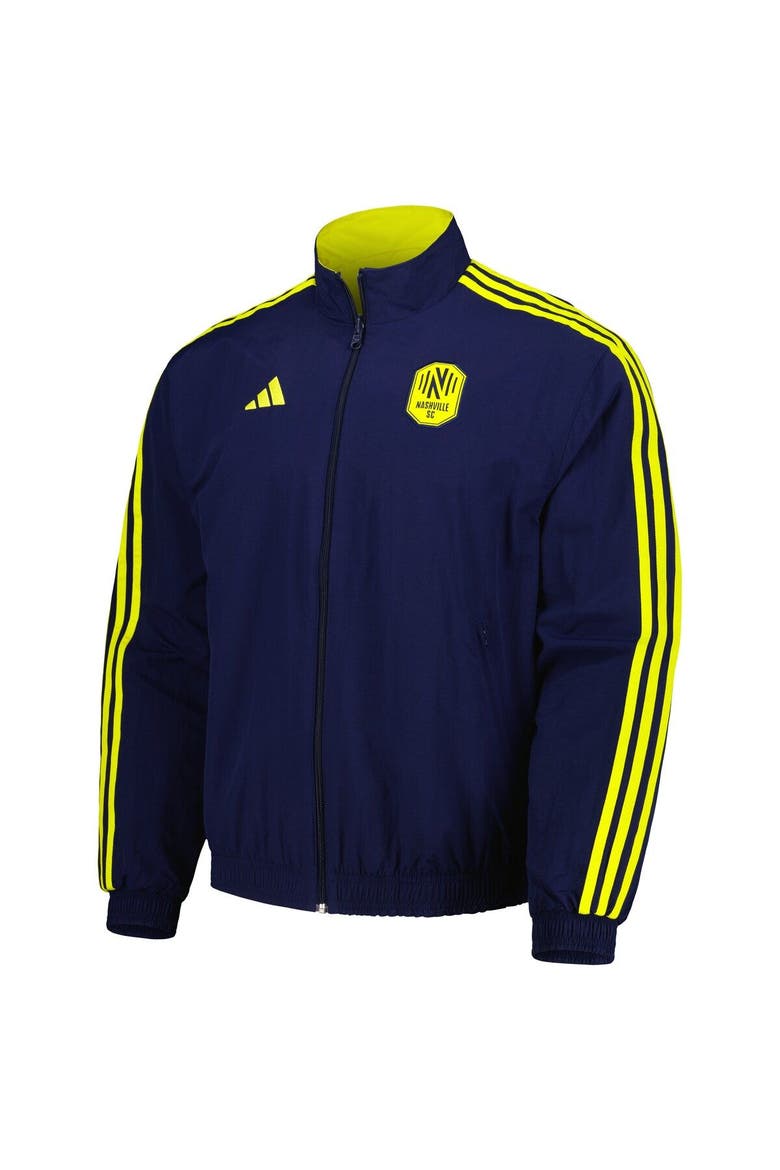 Men's adidas Navy/Yellow Nashville SC 2023 On-Field Anthem Full-Zip Reversible Team Jacket, Alternate, color, Navy