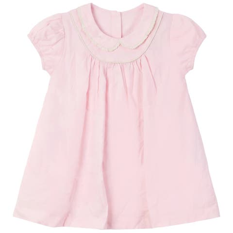 Scalloped Lace Collar Gathered Yoke Woven Dress (Toddler & Little Kid)