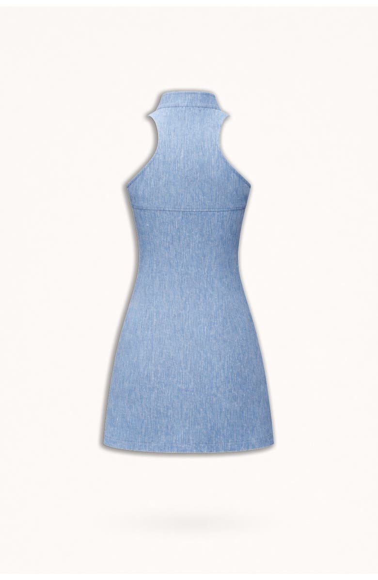 Nocturne Pocket and Stone Detail Halterneck Mini Dress, Alternate, color, Blue