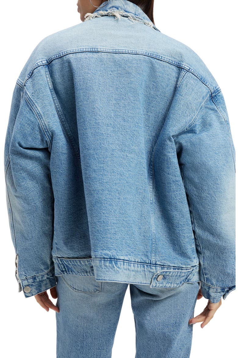 Oversize High Pile Fleece Lined Trucker Jacket, Alternate, color, INDIGO357