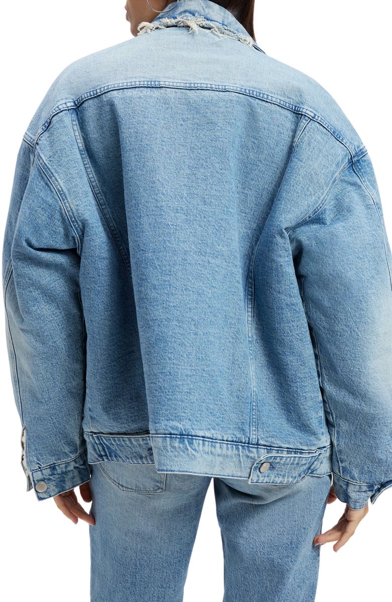 Good American Oversize High Pile Fleece Lined Trucker Jacket, Alternate, color, 