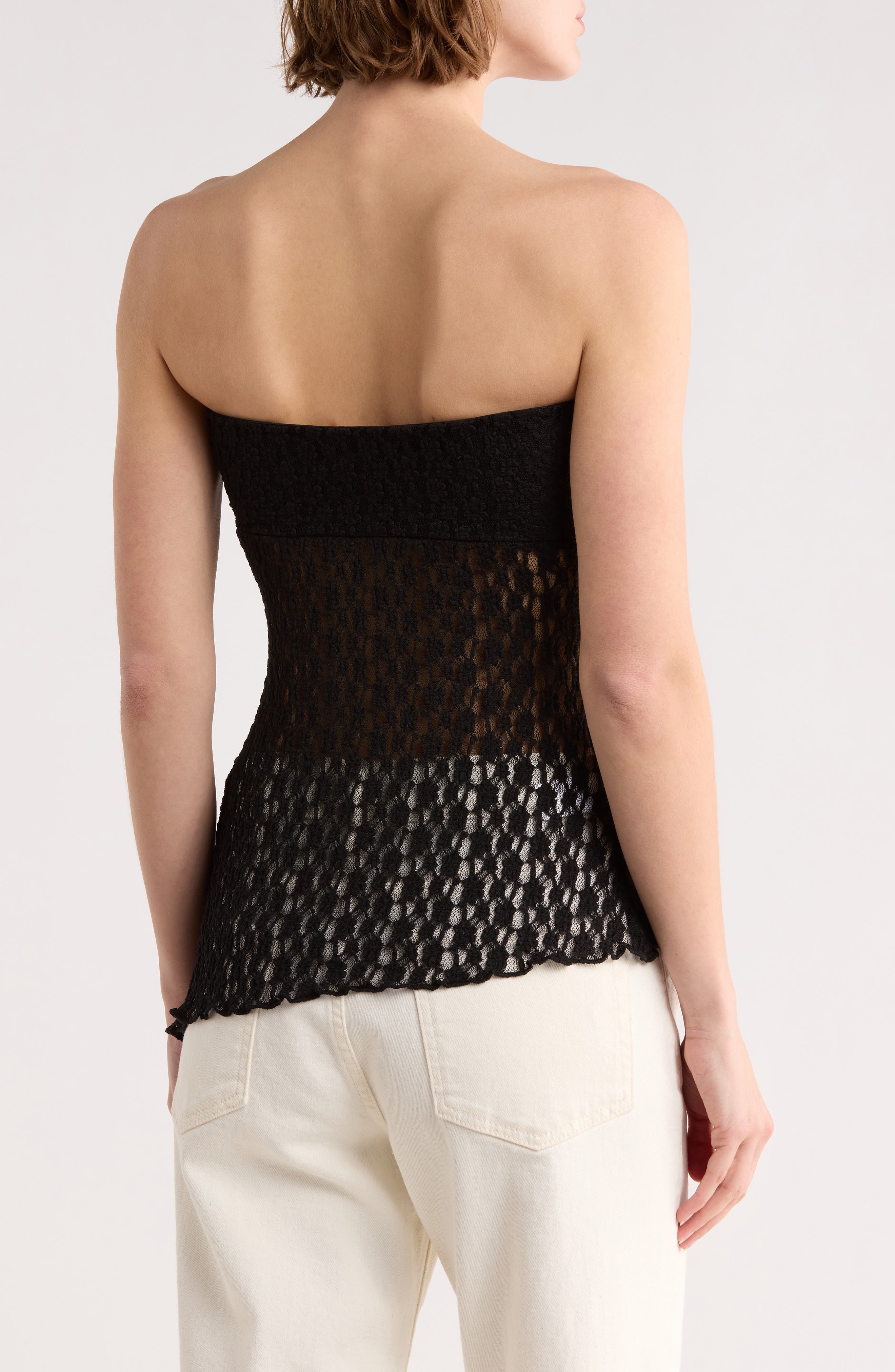 Lace Asymmetrical Hem Tube Top - image 2