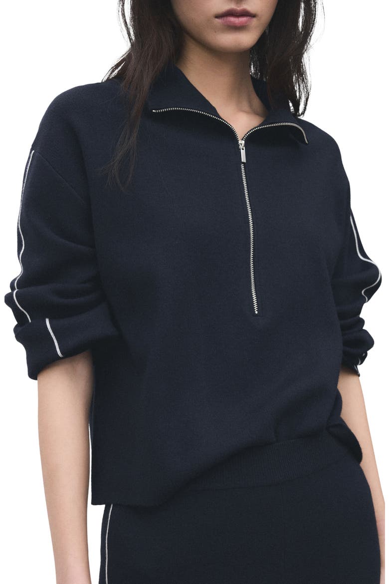Contrast Stripe Half Zip Sweater, Main, color, NAVY