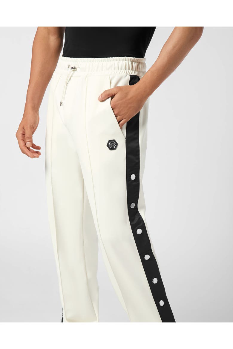 Buttoned-Up Tracksuit Trousers Plein Deluxe Signature Men, Alternate, color, OffWhite