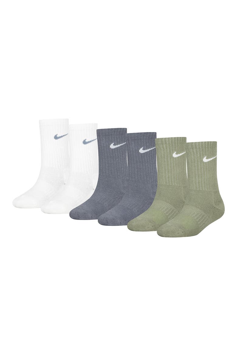 Kids' Basic Swoosh Performance Crew Socks, Main, color, LIGHT BONE