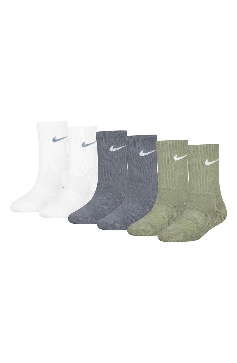 Nike Kids' Basic Swoosh Performance Crew Socks, Main, color, Light Bone