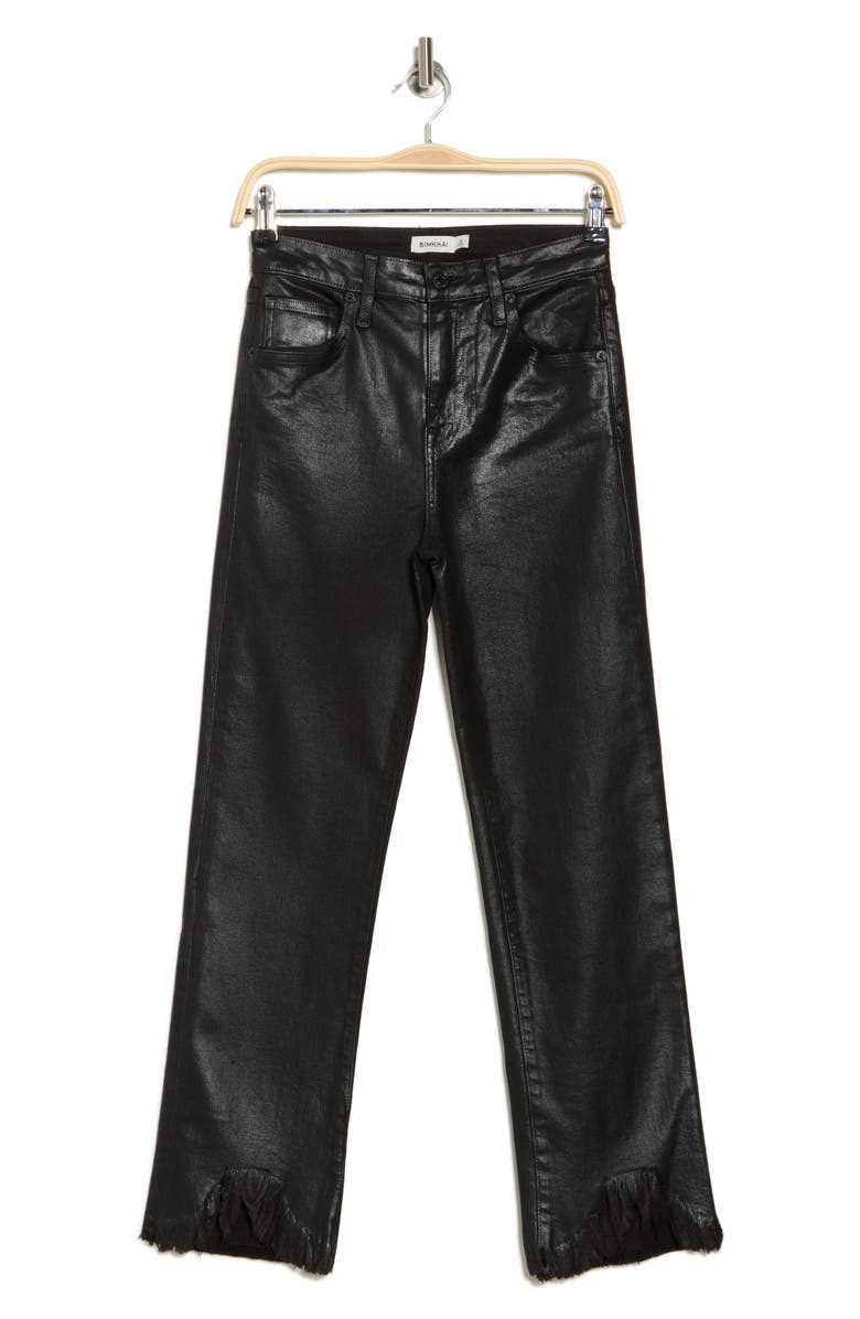 Simkhai River High Rise Straight Leg Coated Jeans, Main, color, Coated Black