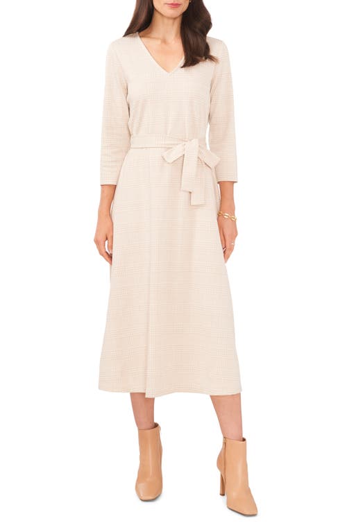Chaus Houndstooth Plaid Jacquard Midi Dress In Neutral