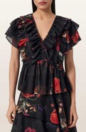 AllSaints Alma Floral Print Ruffle Top