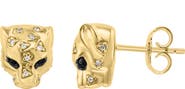 EFFY Diamond & Black Sapphire Panther Head Stud Earrings