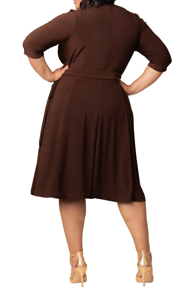 Kiyonna Essential Wrap Dress, Alternate, color, Chocolate