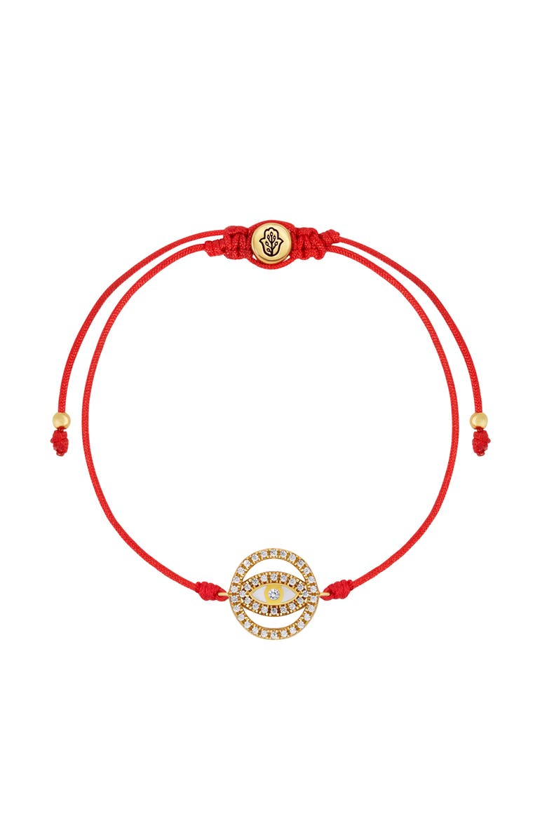 Evil Eye Red String Women's Adjustable Charm Bracelet - Guardian Spark, Main, color, Red/Gold