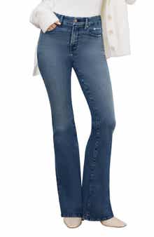 Good American Good Legs High Waist Ripped Flare Leg Jeans