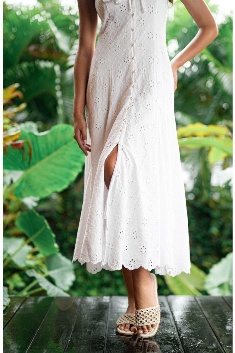 The Padar Embroidery Midi Dress, Alternate, color, White