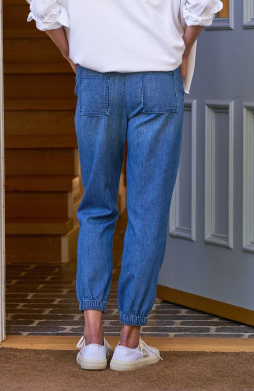 Frank & Eileen Utility Denim Joggers In Washed Blue