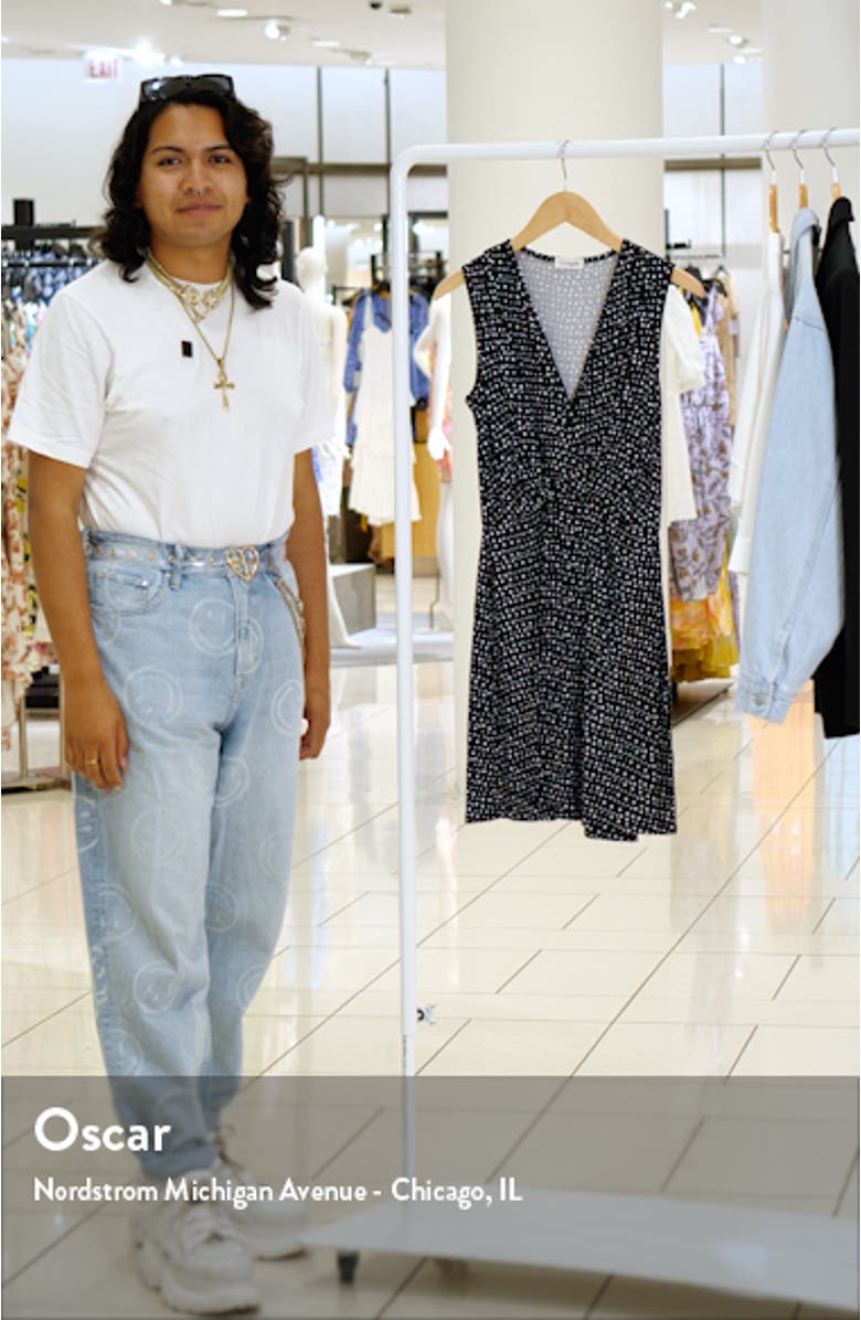 Abstract Dot Print Twist Knit Dress, sales video thumbnail