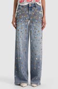 ALICE + OLIVIA Amazing Crystal Embellished Low Rise Baggy Jeans