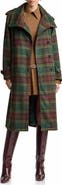 Avec Les Filles Plaid Funnel Neck Slouchy Trench Coat