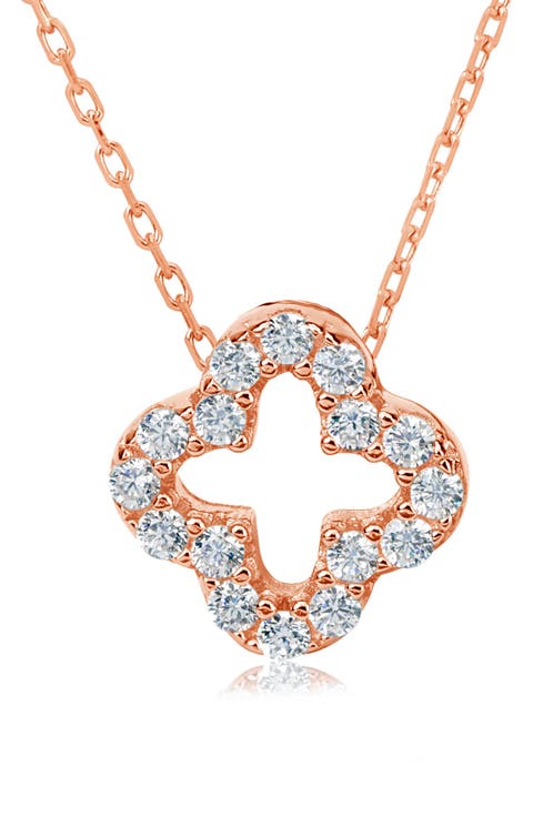 Sterling Silver CZ Clover Pendant Necklace