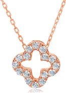 SUZY LEVIAN Sterling Silver CZ Clover Pendant Necklace