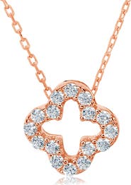SUZY LEVIAN Sterling Silver CZ Clover Pendant Necklace