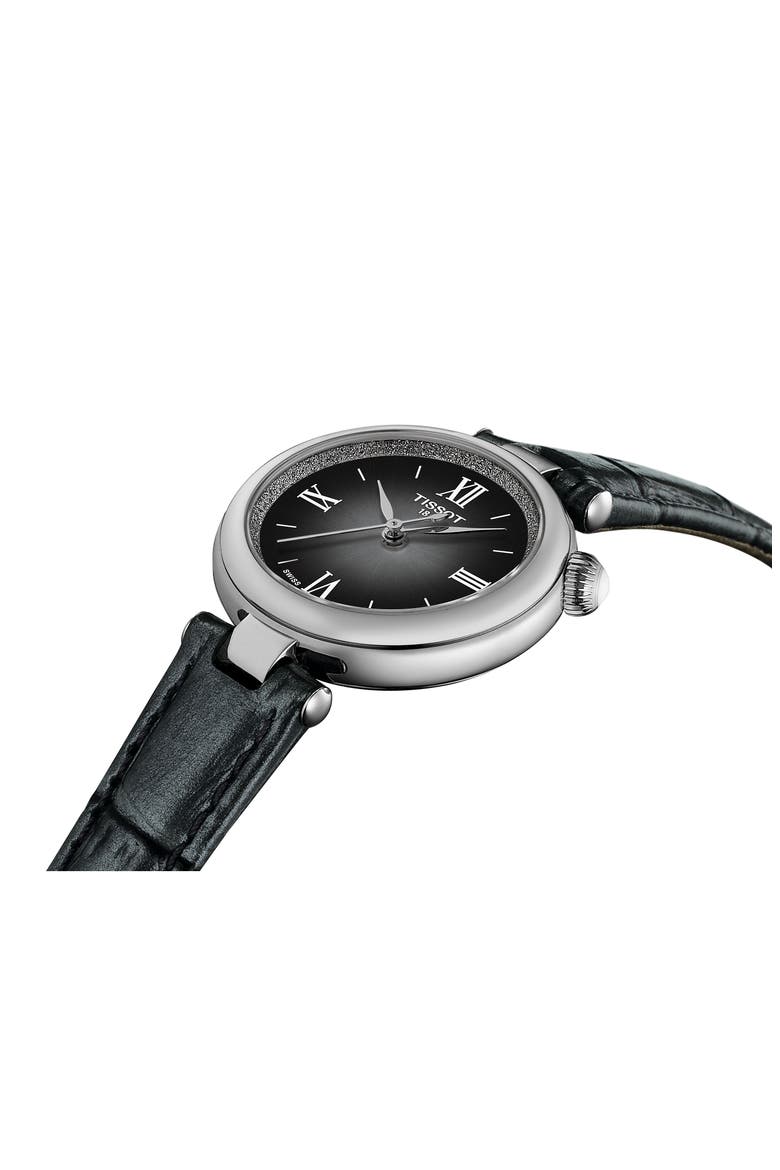Desir Leather Strap Watch, 28mm, Alternate, color, BLACK