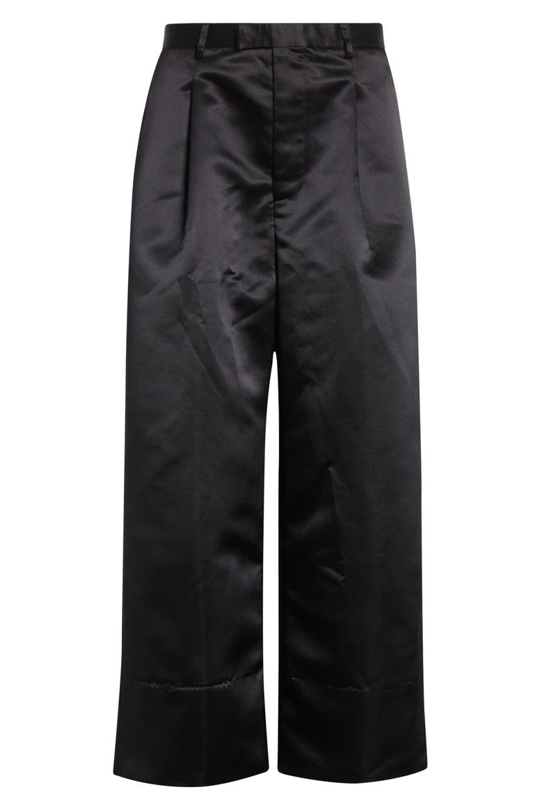 Relaxed Pleated Crop Trousers, Alternate, color, BLACK