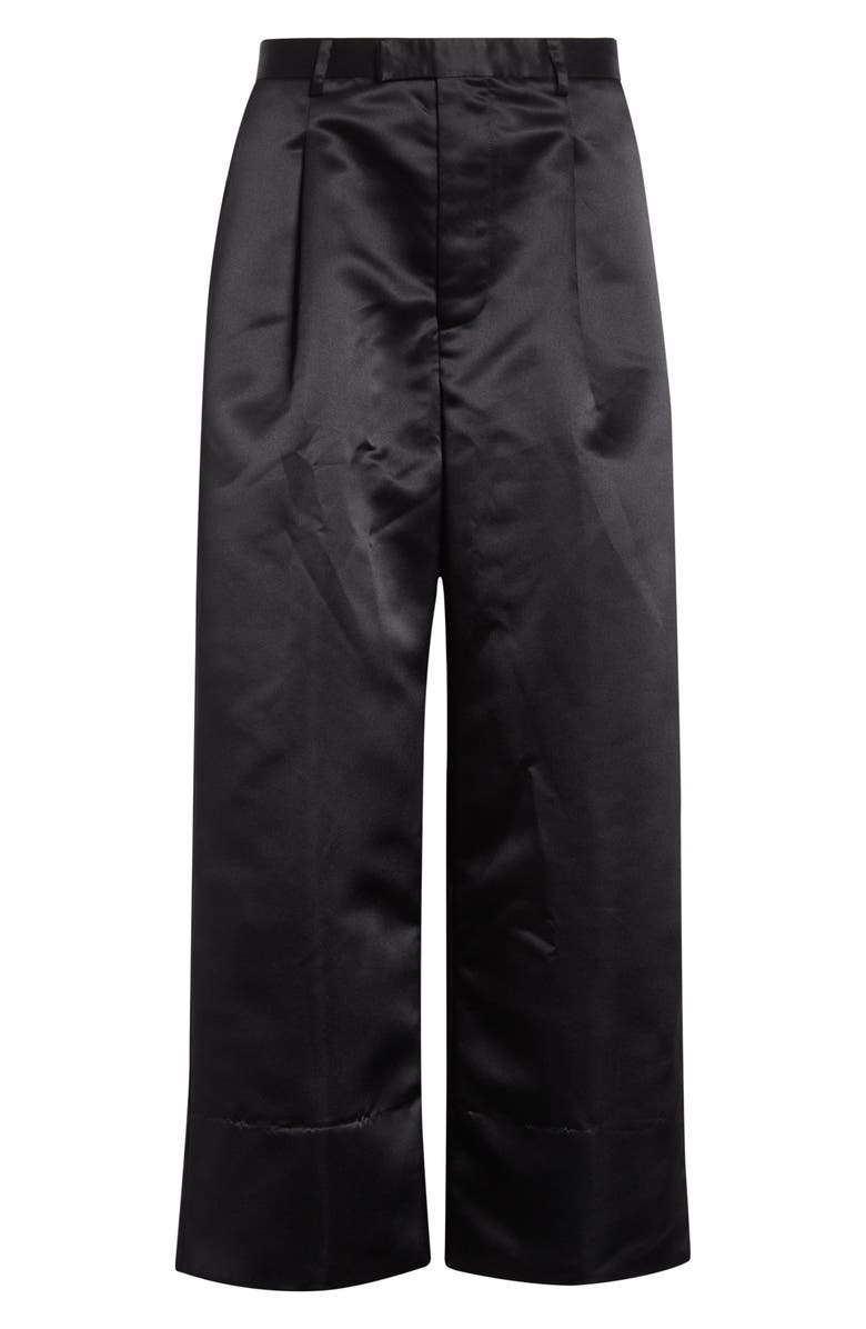 R13 Relaxed Pleated Crop Trousers, Alternate, color, Black