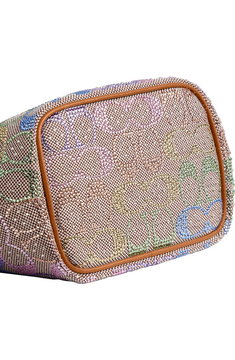 COACH Signature Crystal Jacquard & Leather Kisslock Frame Bag, Alternate, color,