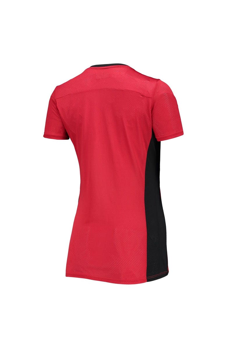 5TH AND OCEAN BY NEW ERA Women's 5th & Ocean by New Era Red Atlanta Falcons Contrast Insert V-Neck T-Shirt, Alternate, color, 