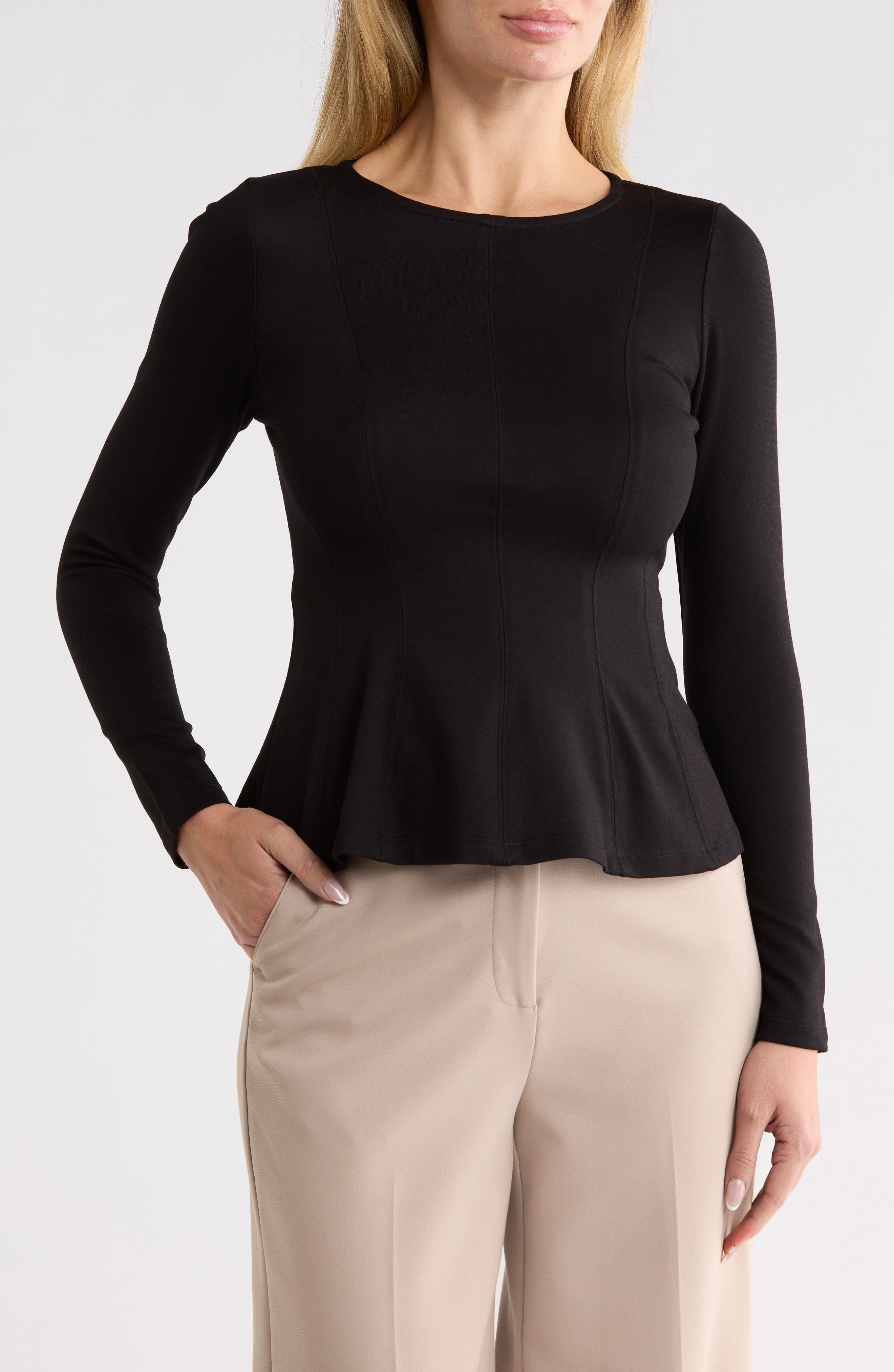 Ponte Knit Peplum Top