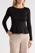 T Tahari Ponte Knit Peplum Top