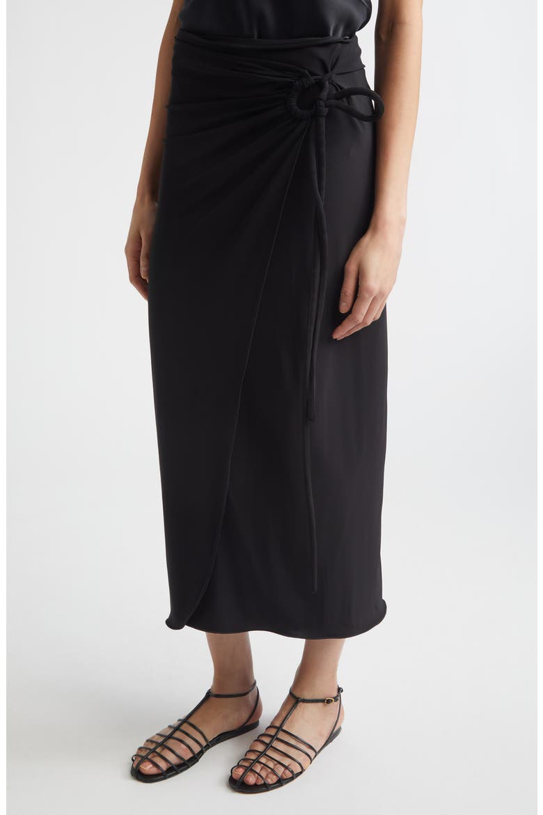 Beachwear Ruched Jersey Wrap Skirt, Alternate, color, BLACK