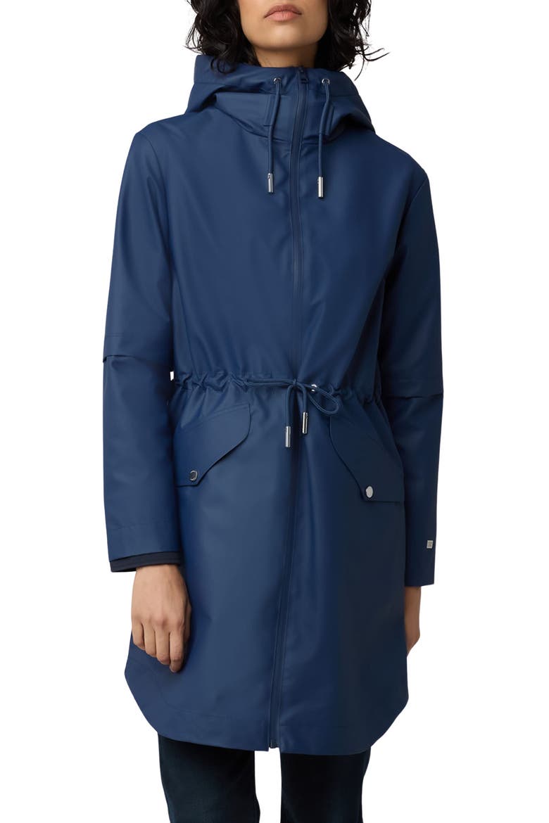 Sophie Hooded Waterproof Raincoat, Main, color, LAPIS
