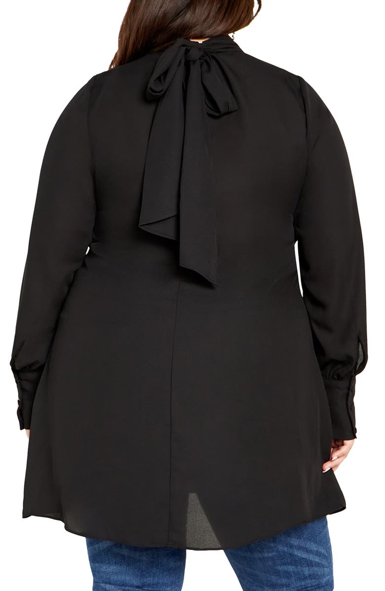 City Chic Tie Neck Tunic Top, Alternate, color, 