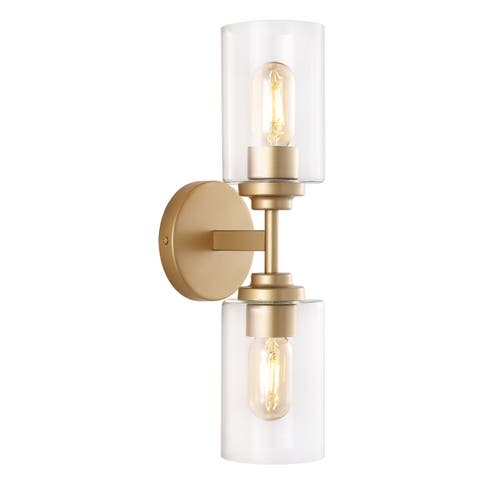 Giles 2-Light Farmhouse Industrial Iron Cylinder LED Sconce