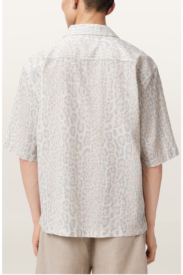 Cruz Leopard Print Linen & Cotton Button-Up Shirt, Alternate, color, CANDY YELLOW