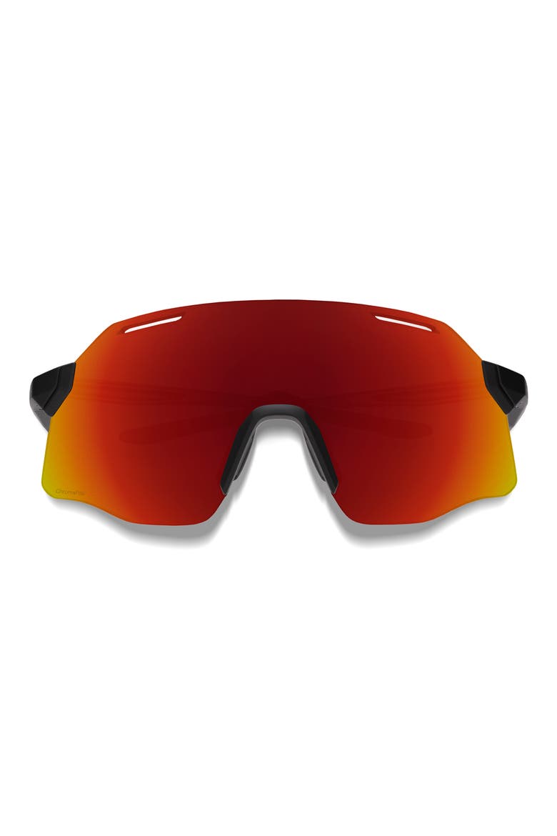 Vert 139mm ChromaPop™ Polarized Shield Sunglasses, Main, color, BLACK / CHROMAPOP RED