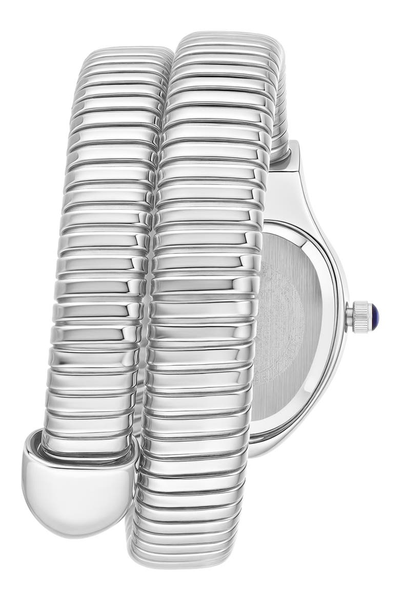 Serpentine Wraparound Bracelet Watch, 12.7mm x 25.4mm, Alternate, color, SILVER