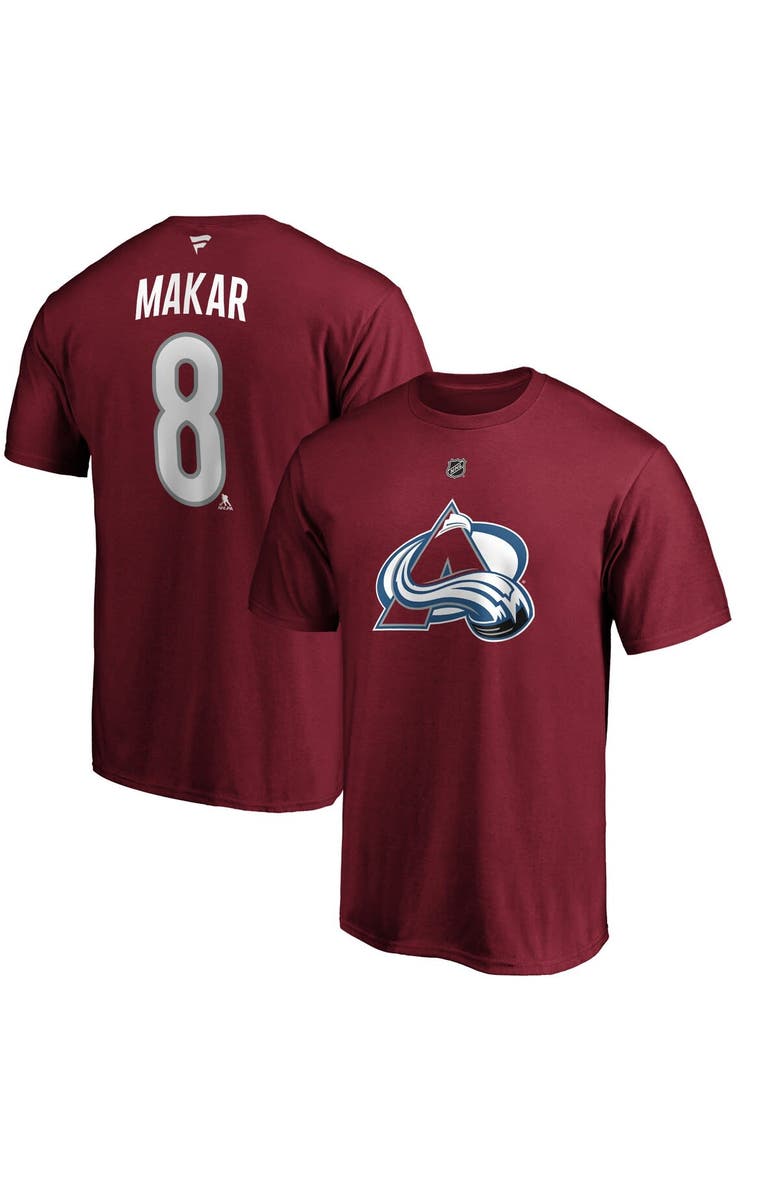 FANATICS Men's Fanatics Branded Cale Makar Burgundy Colorado Avalanche Authentic Stack Player Name & Number T-Shirt, Main, color, Burgundy
